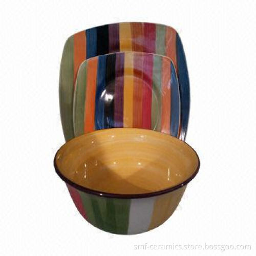 18pcs Ceramic Dinnerware Set with Color Glazed, FDA, 84/500/EEC, LFGB Standard